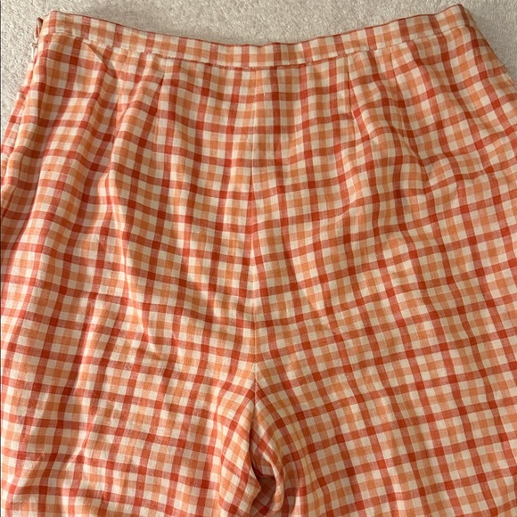VTG Parisian Signature Linen Checkered Pants Lined Side Zip Flat Front Spring - Picture 7 of 8